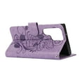 thumbnail image 6 of Case for Samsung S22 Ultra Wallet Case for Women Card Holder Butterfly Embossed Clover Rose Flower Flip PU Leather Magnetic Phone Cover Kickstand Lanyard for Samsung Galaxy S22 Ultra, Purple, 6 of 8