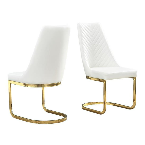 Sleek White Faux Leather Side Chairs, How To Recover Faux Leather Dining Chairs