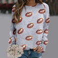thumbnail image 2 of Huowey Women Glitter Football All Over Print Crewneck Sweatshirt Long Sleeve Soft Loose Casual Game Pullover Tops,Light Gray,S, 2 of 4