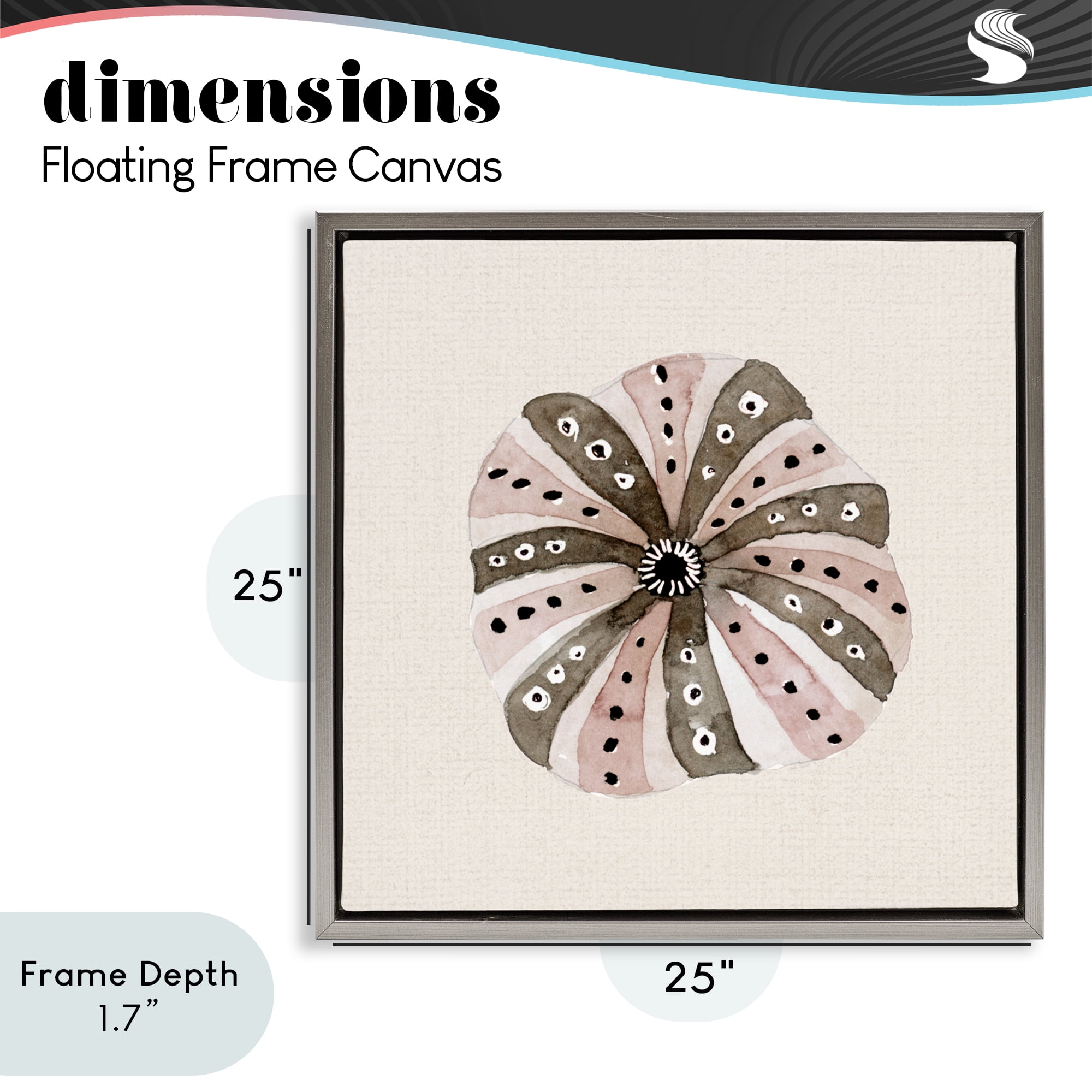 Stupell Industries Taupe Striped Sea Urchin Gray Framed Floater Canvas Wall Art, design by Lanie Loreth