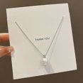 thumbnail image 4 of Hyasfey Single Faux Pearl Pendant Necklace Shiny Rhinestone Inlaid Adjustable Extended Chain Necklace Women Clavicle Chain Jewelry Gift, 4 of 7