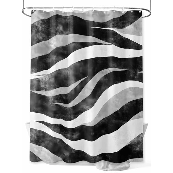 Fsddascl Black Waves Shower Curtain Set - 66" x 72" Washable Bathtub Curtain with 12 Hooks, Ombre Sea Ripples Shabby Beach Waterproof Fabric Stall Shower Curtains for Bathroom/Bathtub Décor