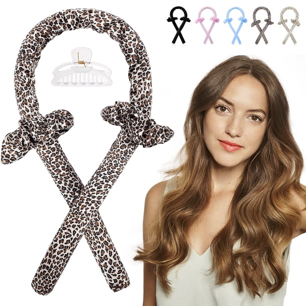 Create Natural Soft Waves Overnight with this Heatless Curling Rod Hairband Ribbon and Claw Clip!