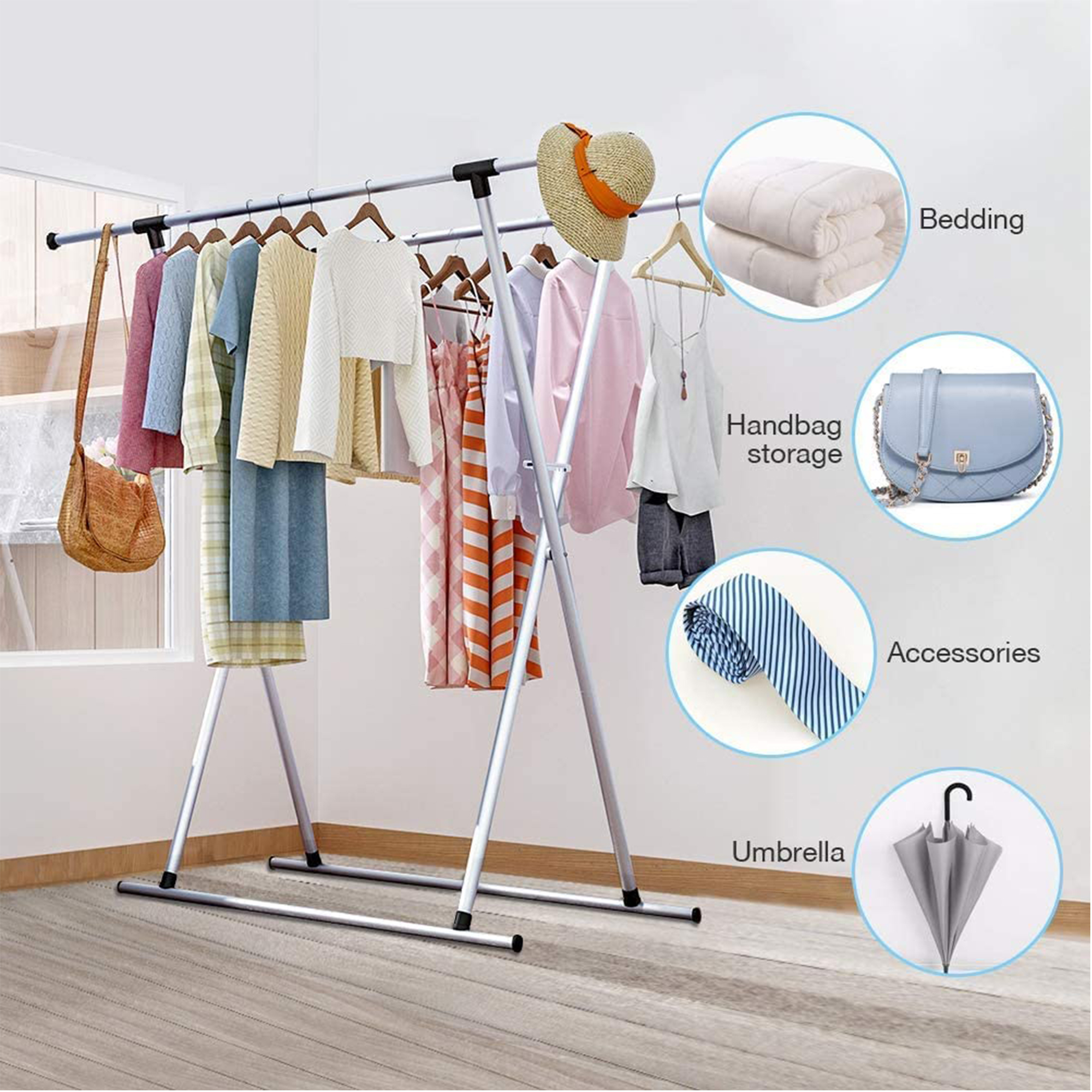 Untyo Metal Clothes Drying Rack, Adjustable, Foldable, Space-Saving ...