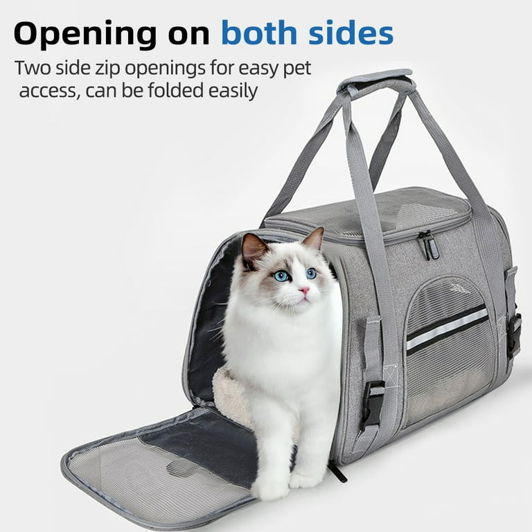 YZM Cat Dog Carrier Pet Carrier for Small Medium Cats Puppies Up to 15 lbs Airline Approved Pet Carrier Bag 5 Ventilated Windows Adjustable Long