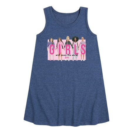 

Barbie - Girls Will Save the World - Barbies Holding Hands - Toddler and Youth Girls A-line Dress