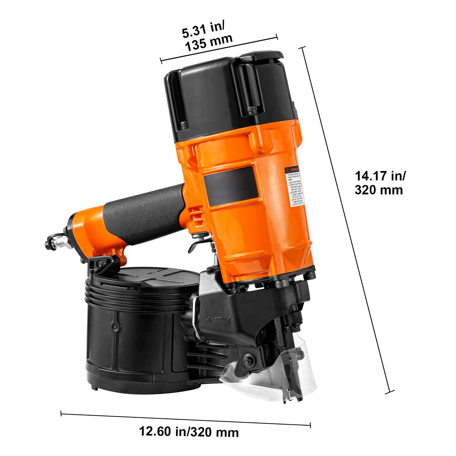 KFFKFF Pneumatic Coil Siding and Framing Nailer CN83N, Adjustable 2"-3.25" Nail Length, 15 Degree, 70-120PSI, Tool-Free Depth Setting, for Wood Fencing, Sheathing, Decking