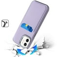 thumbnail image 5 of For Apple iPhone 14 /13 PU Leather Wallet Cover with Credit Card Holder, Kickstand & Mirror Inside Slim Fit TPU & PC Hybrid Design Cover, XPM Phone Case [Light Purple], 5 of 9
