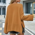 thumbnail image 4 of Pullover Crewneck Knit Cropped Sweaters Women Fashion Bell Long Sleeve Solid Color Loose Pullover Crop Tops (XL, Yellow), 4 of 6