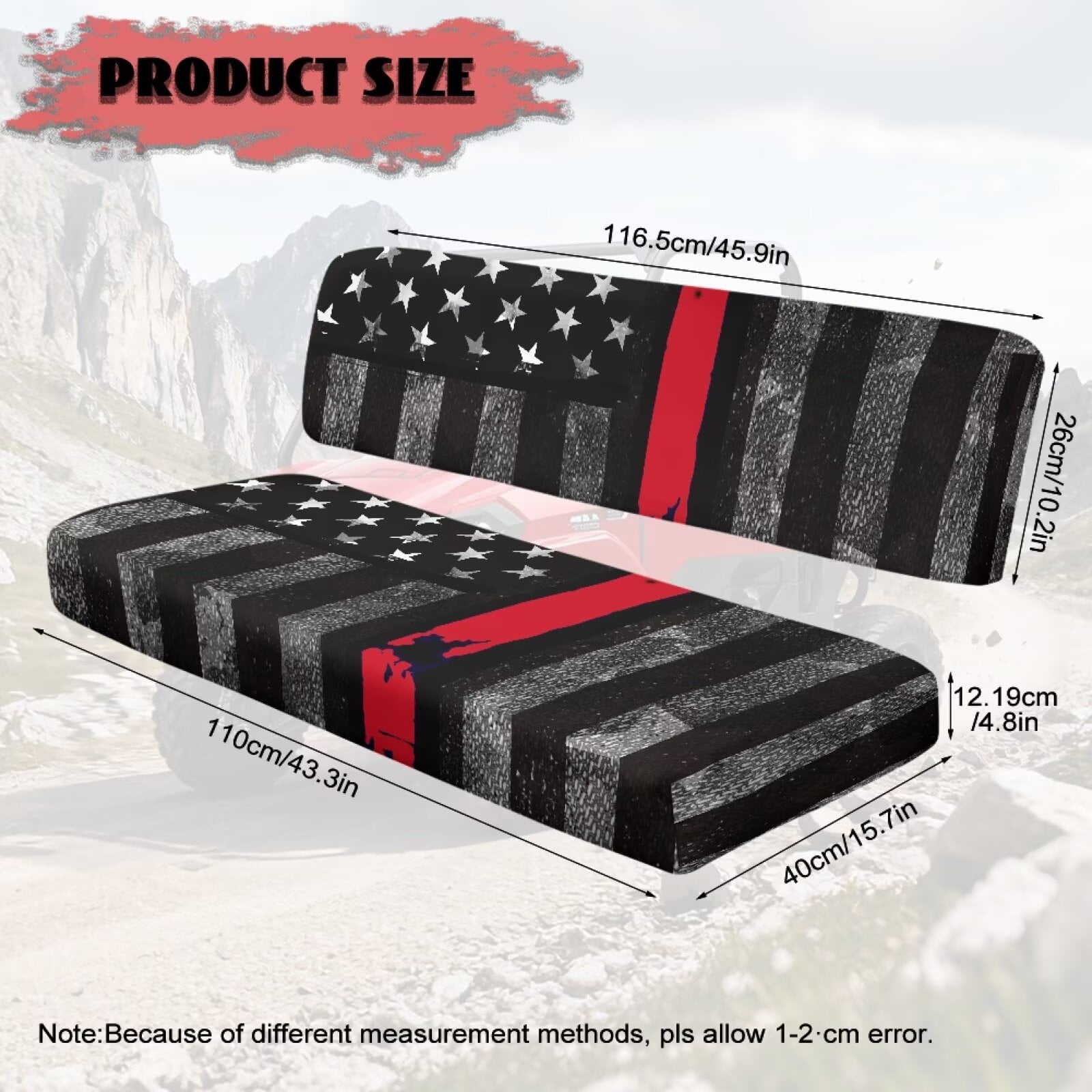 Uorisanigo UTV Seat Cover for Mule Seats Accessories Parts, Elastic Front Bench Seat Cushion Fit for Kawasaki Mule 4010 4x4 FE 2025 2023 2022 2021(American Honoring Firefighter Flag)