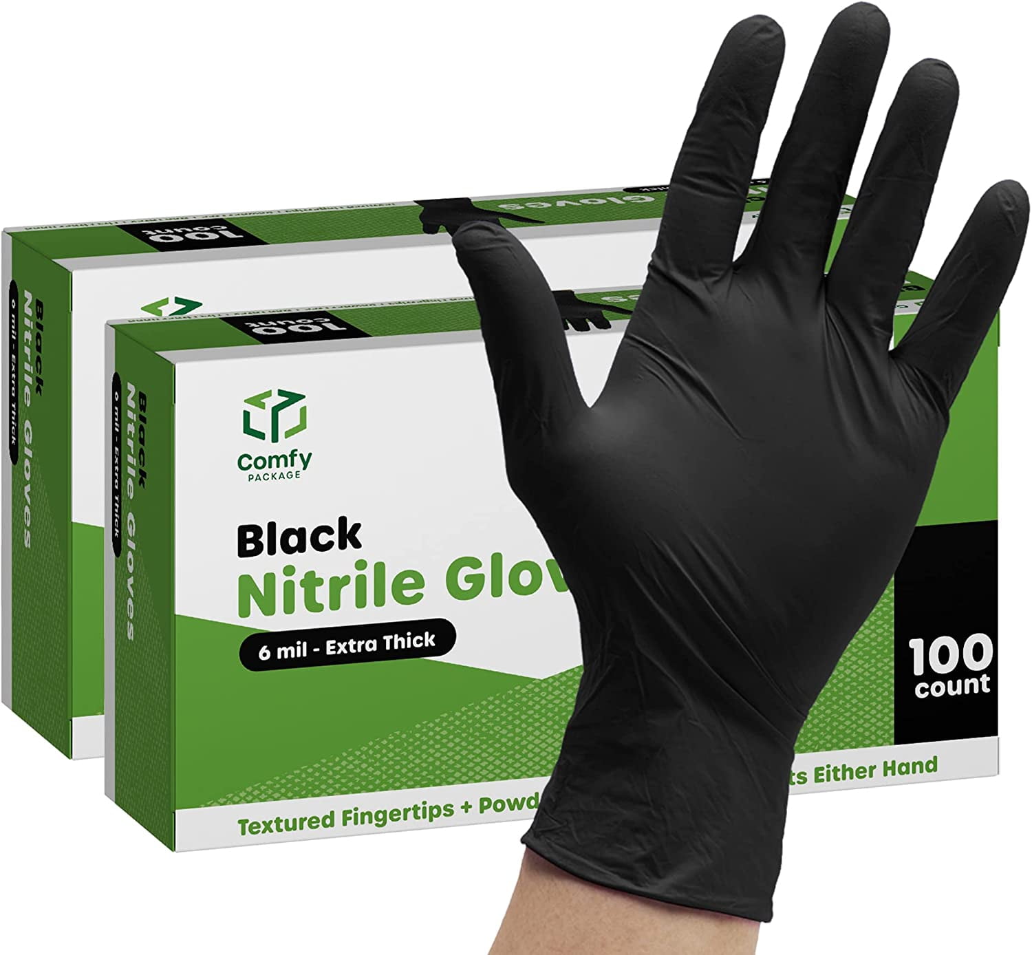 Comfy Package Black Disposable Nitrile Gloves for Food Prep Latex Free