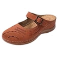 thumbnail image 2 of hoksml Women Round Toe Cutout Mule Clogs, Buckle Ankle Strap Slip On Low Wedge Casual Shoes, 2 of 6