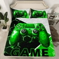 thumbnail image 3 of Feelyou 3D Green Gamepad Twin Sheet Sets for Kids, Neon Glowing Honeycomb Twin Fitted Sheet, Video Gaming Controller Flat Sheet, Breathable Home Decor, 3pcs, 3 of 8