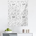 thumbnail image 1 of Cartoon Tapestry, Doodle Solar System Astronauts Space Crafts Shooting Stars Science Fiction Theme, Fabric Wall Hanging Decor for Bedroom Living Room Dorm, 5 Sizes, White Black, by Ambesonne, 1 of 1