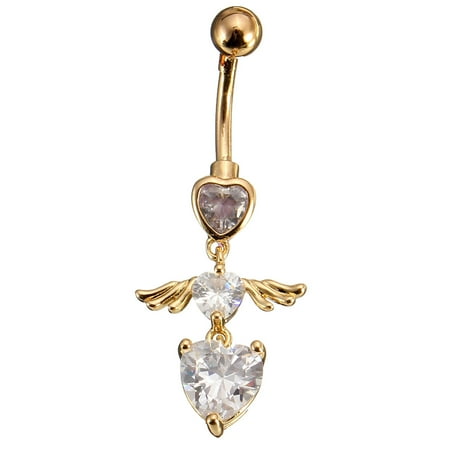 belly body piercing navel dangly reverse bars drop crystal button ring bar