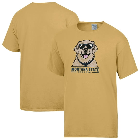 Men's ComfortWash Yellow Montana State Bobcats Dog T-Shirt