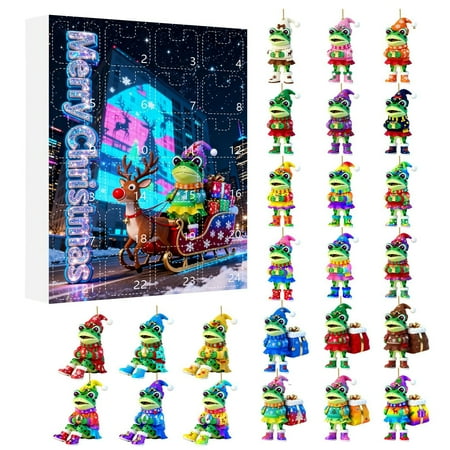 Japceit Seasonal Frog Advent Calendar 2D Design with Christmas Theme and Daily Reveals Festive Countdown Decor for Home Office
