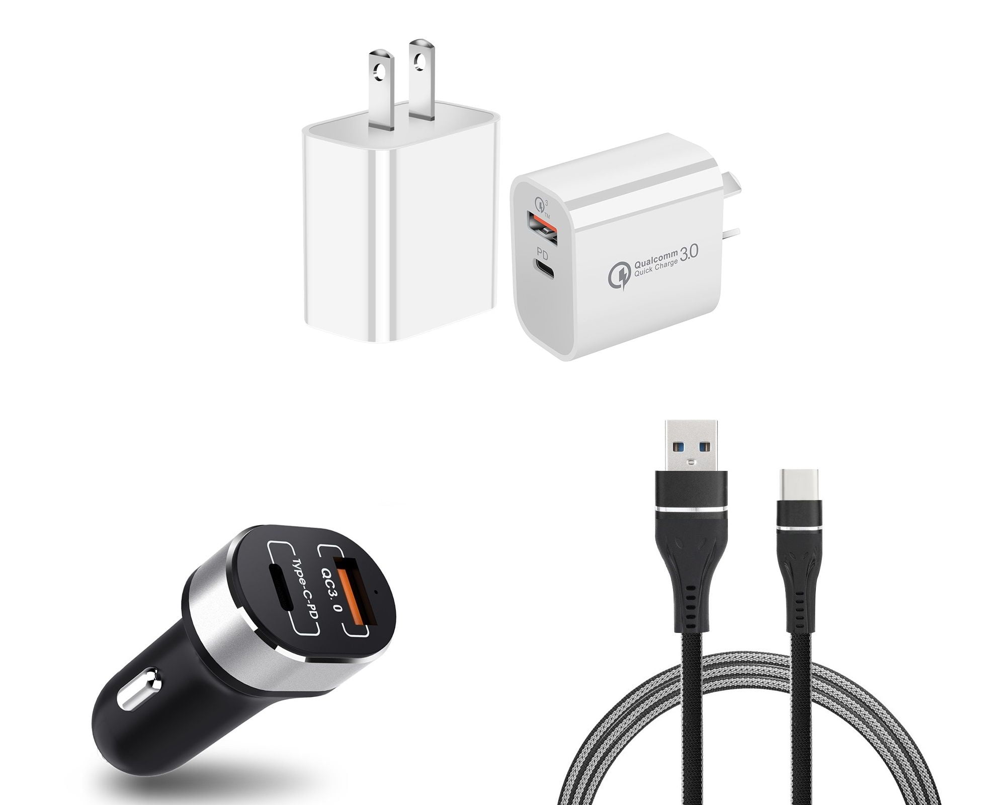Quick Charge 3.0 nova Wall Charger Black USB Type-C Data Cable 18W. Quick Charge 3.0 nova Wall Charger Black USB Type-C Data Cable 18W.