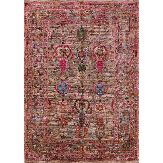 Ahgly Company Indoor Rectangle Mid-Century Modern Light Copper Gold Oriental Area Rugs, 2' x 3'