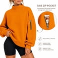 thumbnail image 5 of Mock Neck Sweatshirt Women Long Sleeve Casual Lightweight Sweatshirts No Hood Fall Fashion Oversized Turtleneck Pullover,L, 5 of 9
