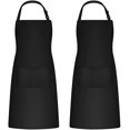 thumbnail image 1 of 2 Pack Adjustable Chef Apron with Pockets Drip Resistant Black Apron Home Kitchen Cooking Aprons for Women Men (Black, Polyester)，JUN, 1 of 6