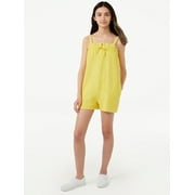 Free Assembly Girls Ruffled Cinch Top Romper, Sizes 4-18