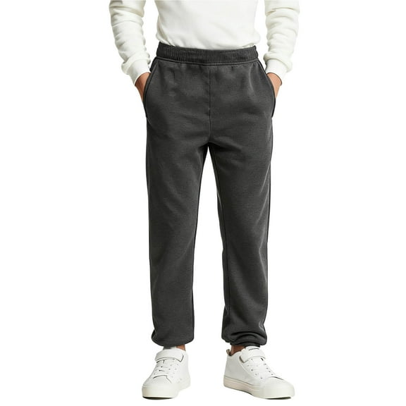 WRKEKC Sweatpants for Girls Winter Fleece Lined Thick Solid Color Fleece Elastic Waist Side Pocket Jogger 2-13 Years