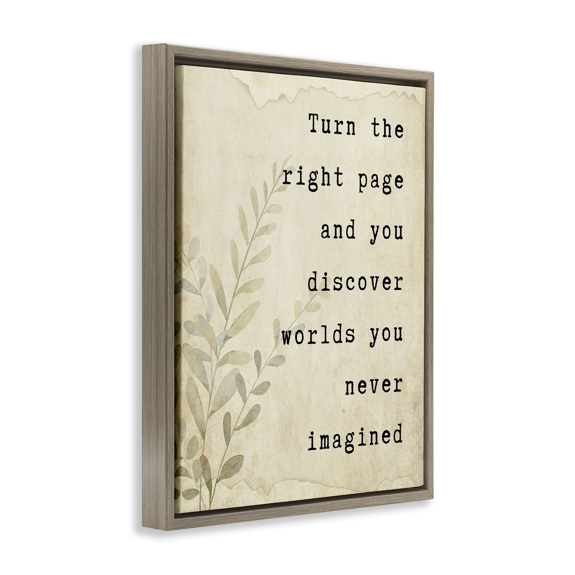 Stupell Industries Literary Wonders Quote Brown Framed Floater Canvas Wall Art, design by Julia Frost