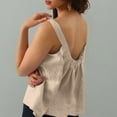 thumbnail image 3 of Otntypg Womens Linen Tank Tops Summer Cute Sleeveless Square Neck Loose Fit Shirts Trendy Oversized Soft Cotton Tunic Blouses Khaki XXXL, 3 of 10