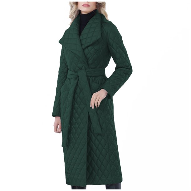 Puntoco Ropa de invierno para mujer, talla grande, abrigo de algodón de cuero con solapa cálida, chaqueta de manga larga Puntoco Puntoco-1