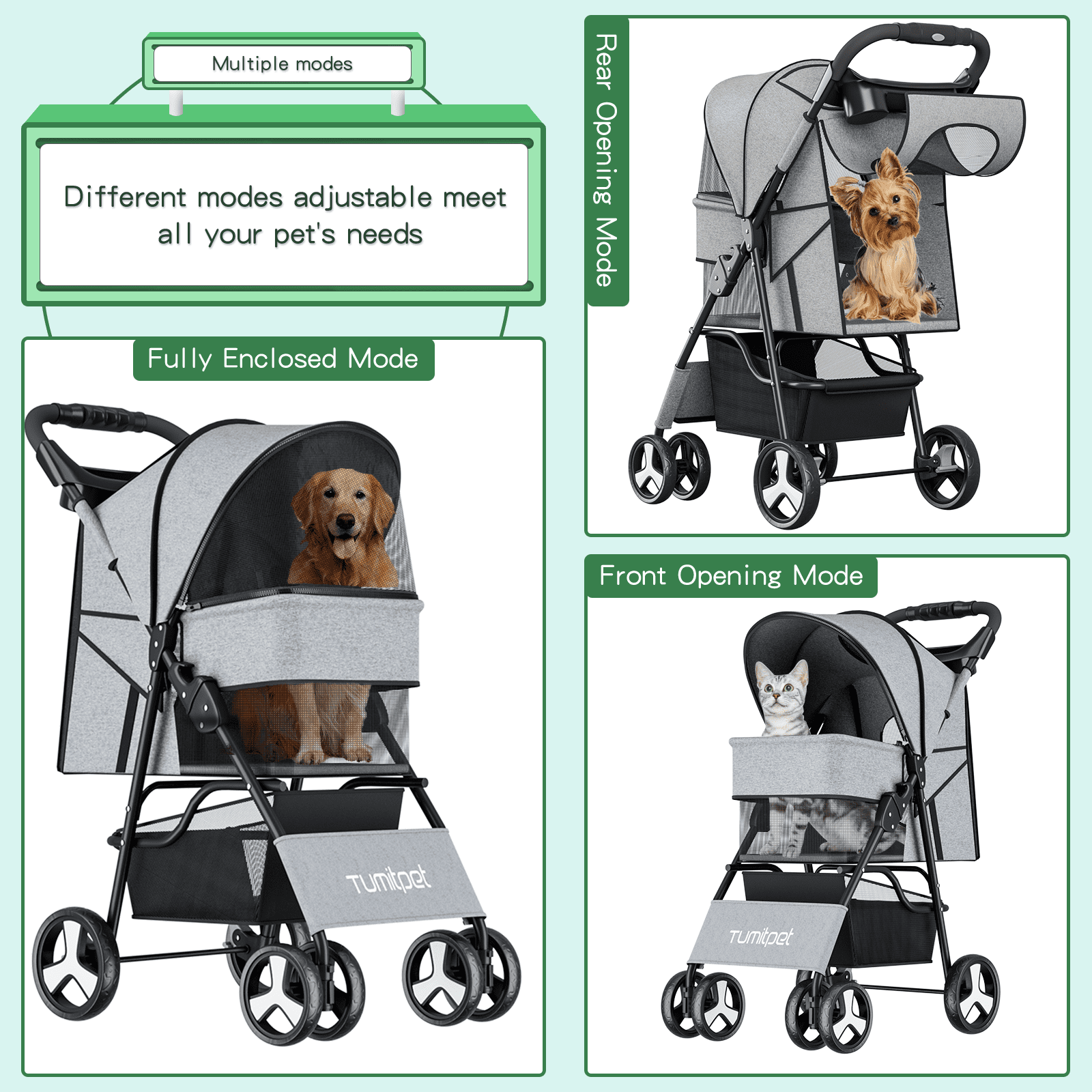 Lightweight Foldable Pet Cat Stroller Dog Carrier Luxury Large Stroller for  Dogs Portable Outdoor Travel Pet Bed Transport Bag