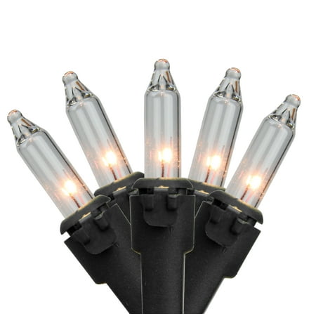 Black Wire Christmas Lights - Set of 50 Clear Mini Christmas Lights 2.5