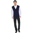 thumbnail image 5 of Purcoar Men's V-Neck Button Front Sweater Vest Twist Cable Knitwear Cardigan, 5 of 6