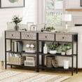 thumbnail image 2 of 29.5" Narrow Console Table with 2 Fabric Drawers, Sofa Table, Small Entryway Table with 3-Tier Storage Shelves, Behind Couch Table, for Living Room, Hallway, Greige and Black BG72XG01, 2 of 18