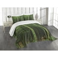 thumbnail image 3 of Ambesonne Green Quilted Bedspread Set 3 Pcs, Exotic Tree Forest Scenery, King Size, Fern Green, 3 of 5