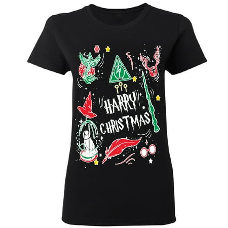 Harry Potter Muggles Hogwarts Sweater Funny Lightning Women's T-shirt Funny Christmas Tee Black Small