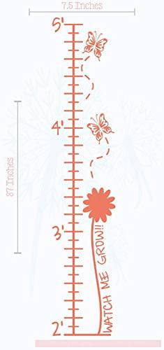 8 Wall Stickers Cute Butterflies Flowers Custom Measuring Height Growth Chart 