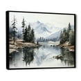 thumbnail image 2 of Designart "Minimalism Forest Silent Reflection in Green and Blue" Landscapes Floater Framed Canvas Print, 2 of 7