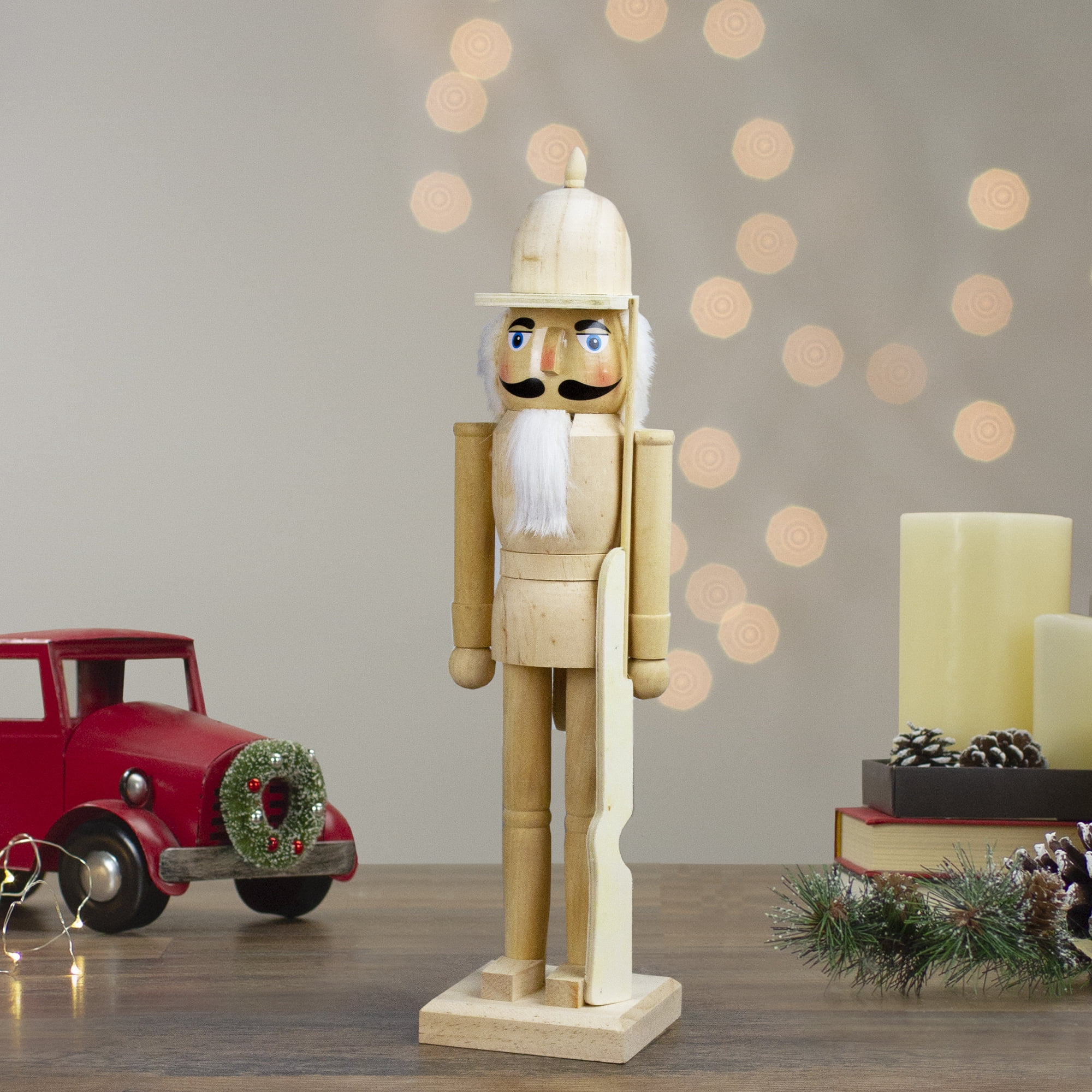 Northlight 15" Unfinished Paintable Wooden Christmas Nutcracker with Rifle