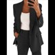 thumbnail image 1 of Conjuntos de 2 Piezas para Mujer, Grandes, Estilo Informal de Negocios, Larga, Solapa, Pantalón Recto, Trajes. Negro XXL, 1 of 5