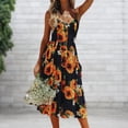 thumbnail image 2 of Vestido sin mangas con estampado de margaritas Vestido midi ajustado elegante para mujer Traje de vacaciones FLhrweasw Nuevo, 2 of 9