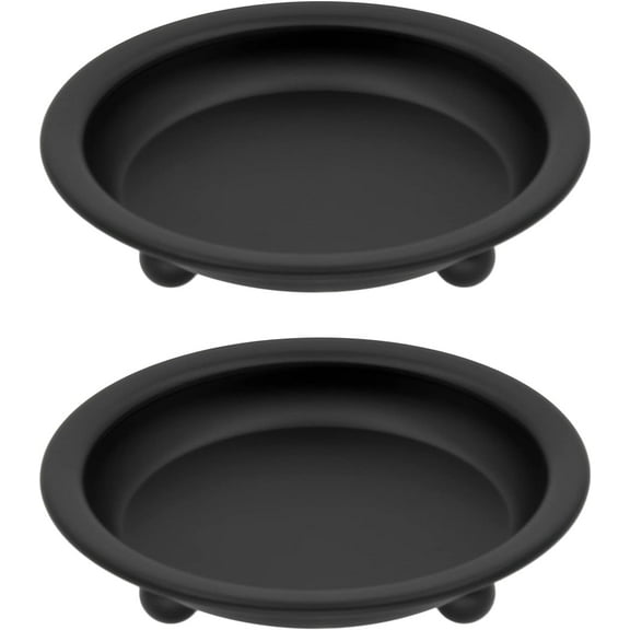 Matte Black Iron Candle Plate, Set of 2, Metal Saucer Style Candle Holder for Pillar/Scented/Flameless/Ball Candles, Decorative Candle Stand for Table Centerpiece