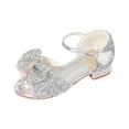 thumbnail image 6 of Akiihool Toddler Princess Heeled Shoes Girls Mary Jane Kids Princess Dress up Flower School Party Slip on Toddler/Little Kid (Silver,12), 6 of 9