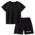 thumbnail image 2 of NAISIBABY Boy's Active Shorts Set 2-Piece, Short Sleeve T-Shirt and Gym Shorts Kids Basketball Clothes Black 12-13T, 2 of 6