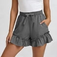 thumbnail image 2 of Women's Elastic Waist Solid Color Skorts with Pockets, Shorts for Women, Summer Casual Shorts with Bow-Knot, Lightweight Outdoor Athletic Gym | UKHCCC,Gray S, 2 of 8