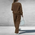 thumbnail image 4 of Wutalume Women's Fashionable Long Sleeve Casual 2-Piece Set, Loose Sweatshirt and Wide Leg Joggers, Sporty Loungewear Outfit,Brown L, 4 of 7