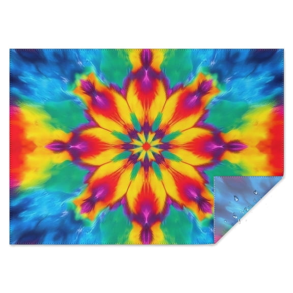 Tie Dye Colorful Flower Pattern Rectangle Tablecloth 60"x84",Waterproof Polyester Rectangle Table Cloth, Wipeable Spillproof Polyester Tablecloth for Dining, Camping, Indoor and Outdoor