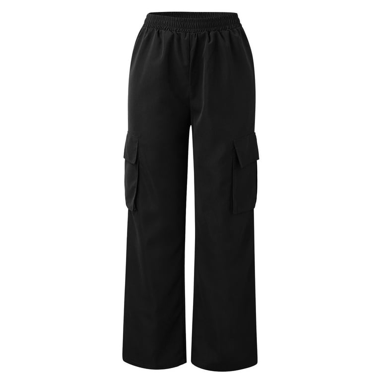 Outfmvch cargo pants women Belt Less High Waisted Wide Leg Straight Leg  Relaxed Style pants for women cargo pants