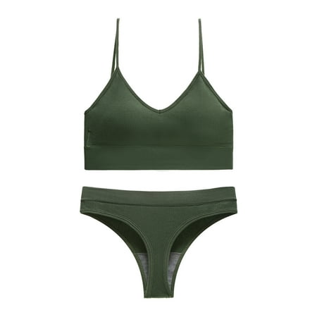 TMOYZQ Women s Two Piece Seamless Bra And Panty Sets Soft Breathable Sports Bra Workout High Waist Panties Briefs No Padding Underwear Sets