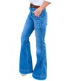 thumbnail image 1 of CHUANK Women‘s Plus Size Denim Flared Pants High Rise Wide Leg Bootcut Jeans Trousers with Pockets Black XL, 1 of 2